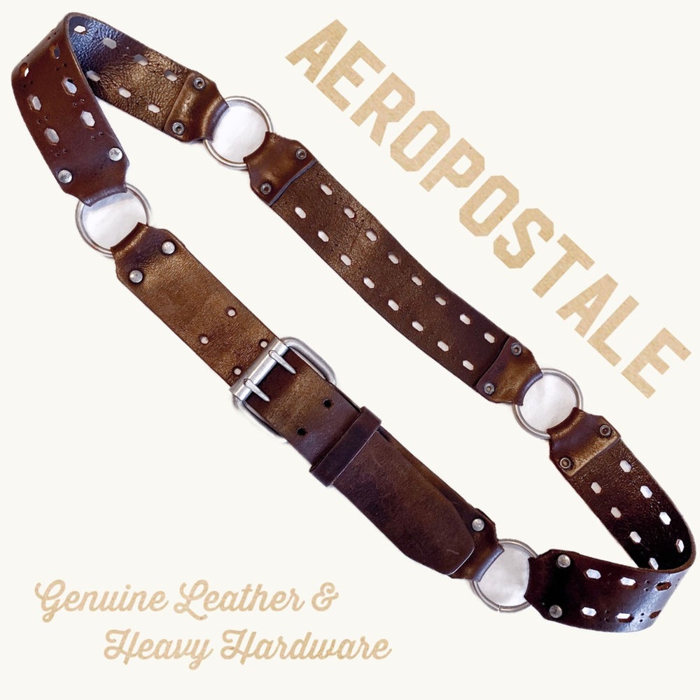 AEROPOSTALE Genuine Leather & Metal Belt - VINTAGE